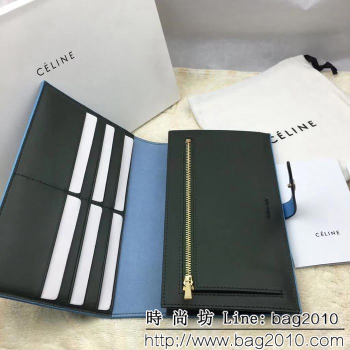 CELINE賽琳原單 專櫃 手掌紋牛皮搭扣拼色錢夾 4148 SL1685